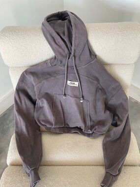 Gymshark Washed Light gray/purple Cropped Hoodie